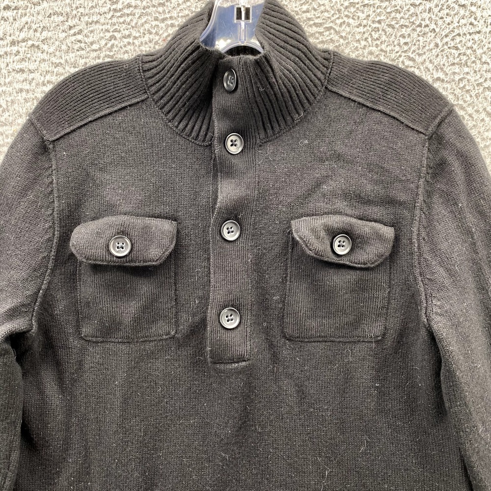 Banana Republic Sweater Adult Small Black Merino Wool 1/4 Button Up Knit Women's - Picture 3 of 10